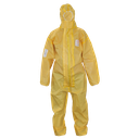 Technosafety disposable coverall, Cat III, Type 3/4/5/6, Yellow, Anti-static, Double zipper, Size L, IMPA 312093