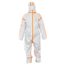 Technosafety disposable coverall, Cat III, Type 4/5/6, White with orange seal, Anti-static, Size L, IMPA 312083