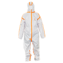 [11259] Technosafety disposable coverall, Cat III, Type 4/5/6, White with orange seal, Anti-static, Size S, IMPA 312081