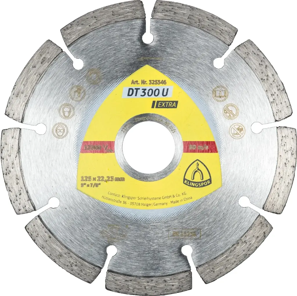 Klingspor DT 300 U, diamond cutting disc, 115 x 22,23, 13300 rpm, part no. 325345