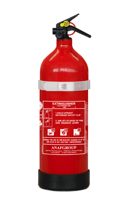 ANAF PS2-Y, ABC Poederblusser met manometer, incl muurbeugel, MED/NCP gecertificeerd, 2 kg, impa 331015, UN 1044