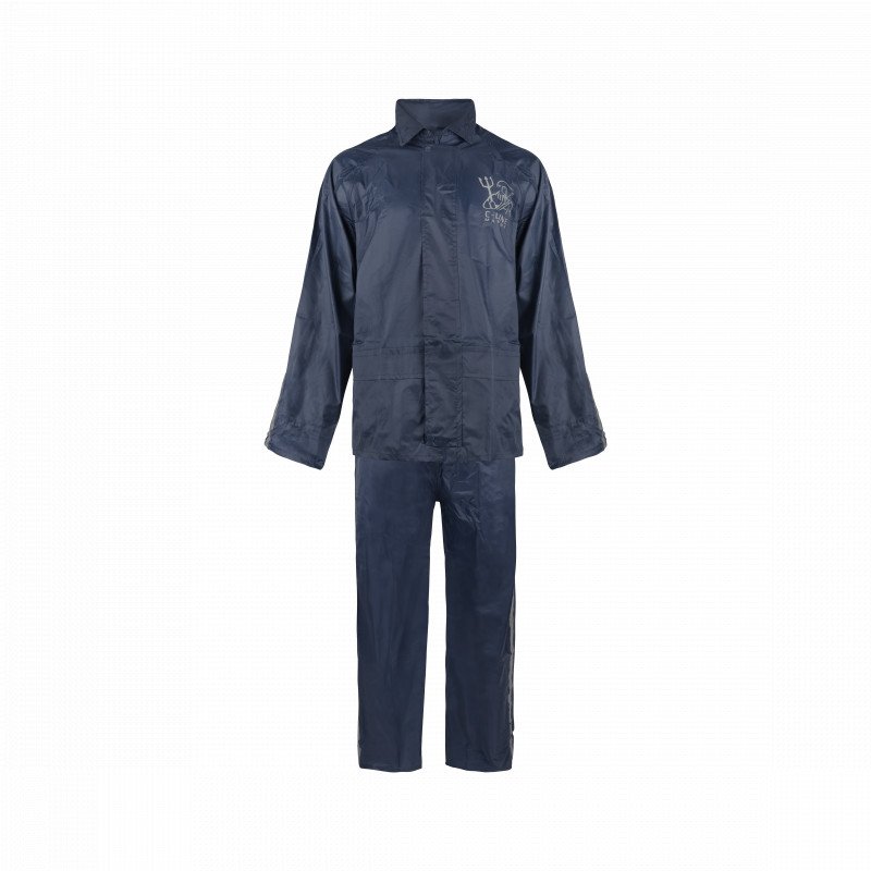 C-Line two piece rain suit with hood, Dark Blue with reflective stripes, Polyerster/PVC, Adult Size L