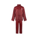 C-Line two piece rain suit with hood, Bordeaux red with reflective stripes, Polyerster/PVC, Child Size 110/116