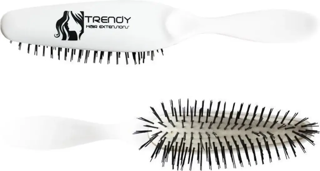 Haarborstel voor Hairextensions, wit met Trendy logo