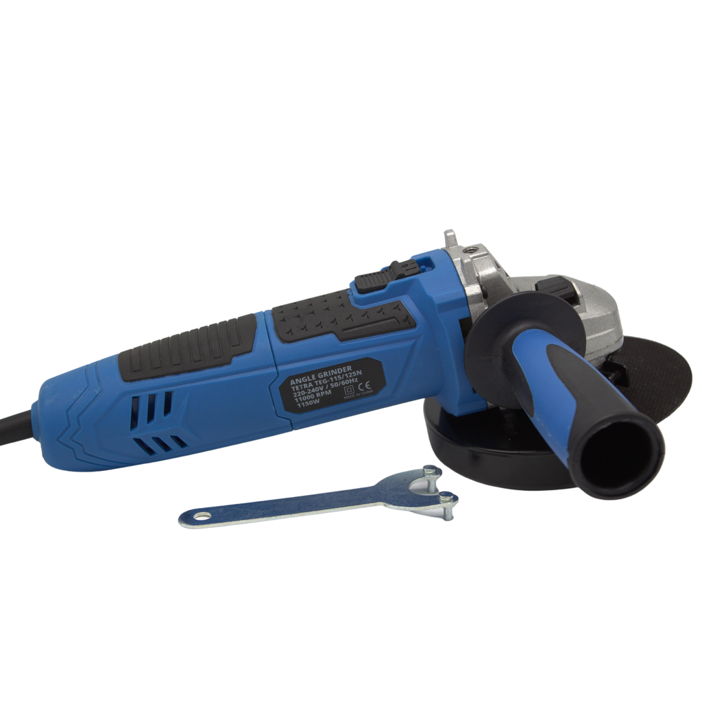 TETRA TEG-115/125N, Electric Angle Grinder incl 115 and 125 mm guard, 230V 50/60Hz, 1150 W, 11.000 rpm, M14, IMPA 591032