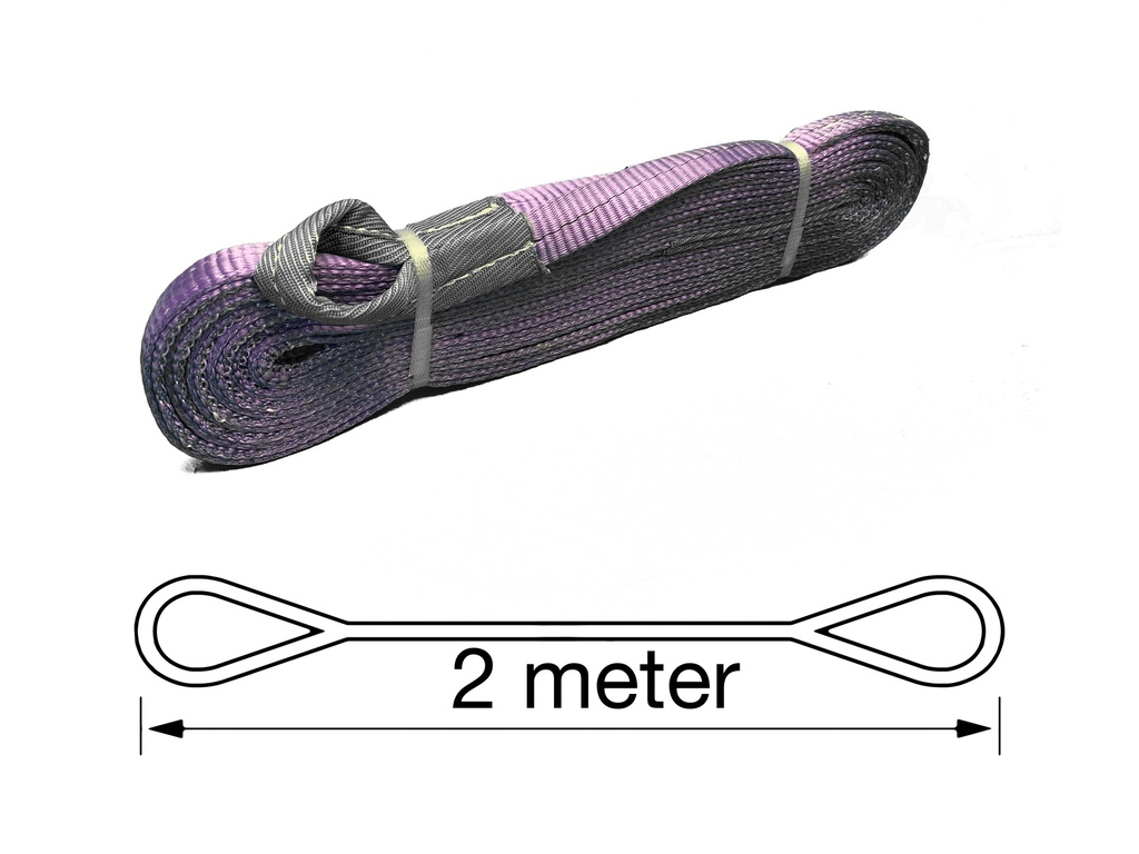 TETRA WSB-1T2M, Polyester hijsband, Werklast 1 ton, Lengte 2 m, Veiligheidsfactor 7:1, EN1492-1, IMPA 232132