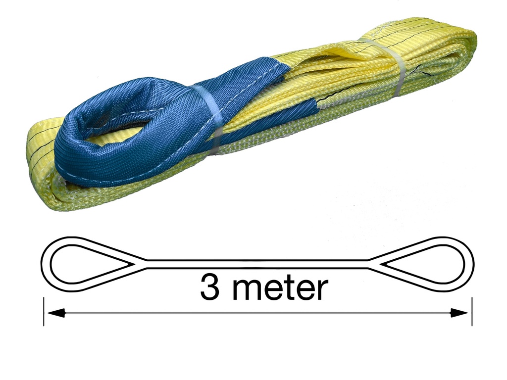 TETRA WSB-3T3M, Polyester hijsband, Werklast 3 ton, Lengte 3 m, Veiligheidsfactor 7:1, EN1492-1, IMPA 232173