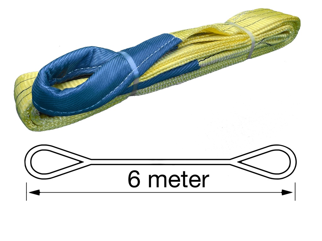 TETRA WSB-3T6M, Polyester hijsband, Werklast 3 ton, Lengte 6 m, Veiligheidsfactor 7:1, EN1492-1, IMPA 232176