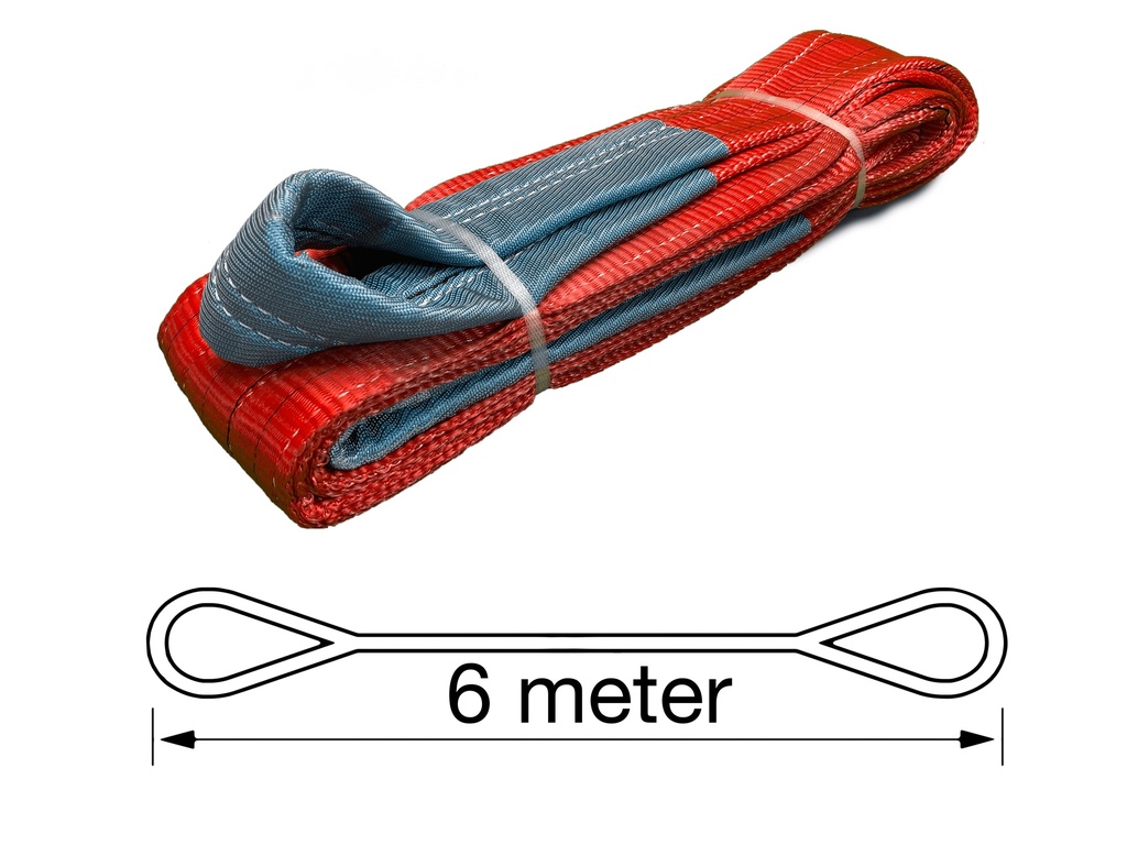 TETRA WSB-5T6M, Polyester hijsband, Werklast 5 ton, Lengte 6 m, Veiligheidsfactor 7:1, EN1492-1, IMPA 232195