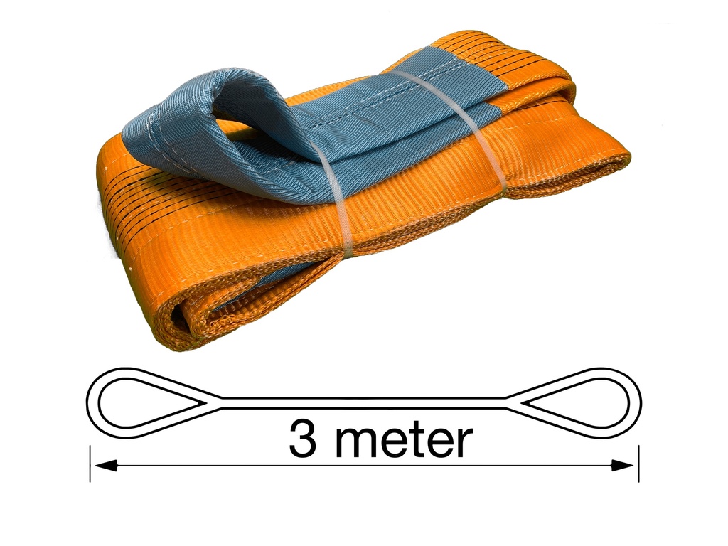 TETRA WSB-10T3M, Polyester hijsband, Werklast 10 ton, Lengte 3 m, Veiligheidsfactor 7:1, EN1492-1, IMPA 232195