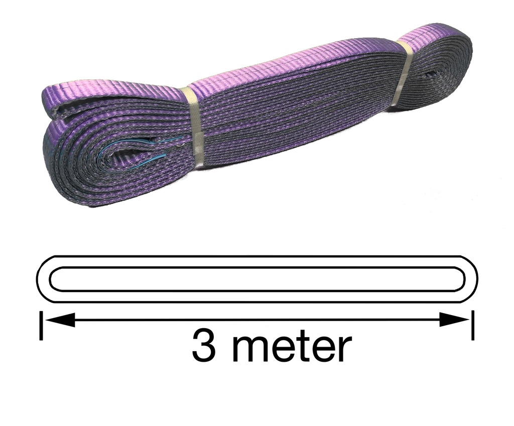 TETRA WSE-1T3M, Polyester eindloze hijsband, Werklast 1 ton, Lengte 3 m, Veiligheidsfactor 7:1, EN1492-1, IMPA 232196