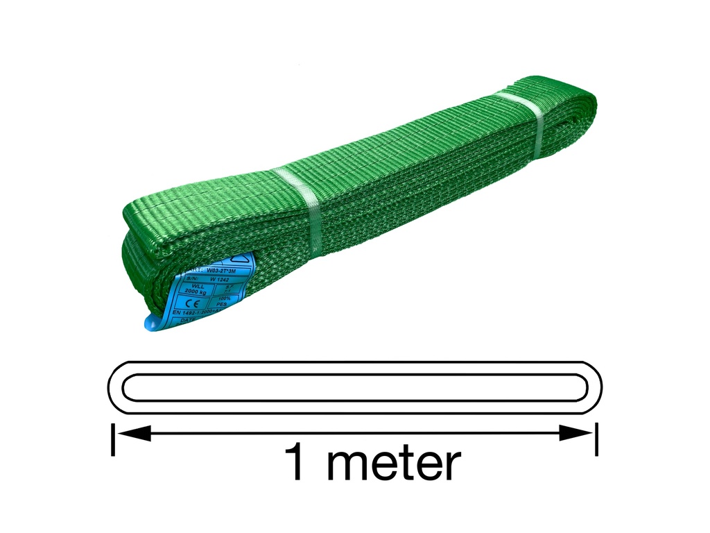 TETRA WSE-2T1M, Polyester webbing sling, Endless type, WLL 2 ton, Length 1 m, safety factor 7:1, EN1492-1, IMPA 232196 