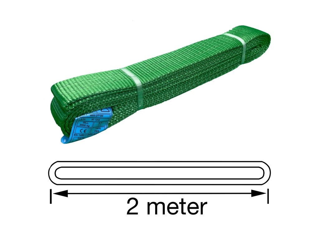 TETRA WSE-2T2M, Polyester webbing sling, Endless type, WLL 2 ton, Length 2 m, safety factor 7:1, EN1492-1, IMPA 232196