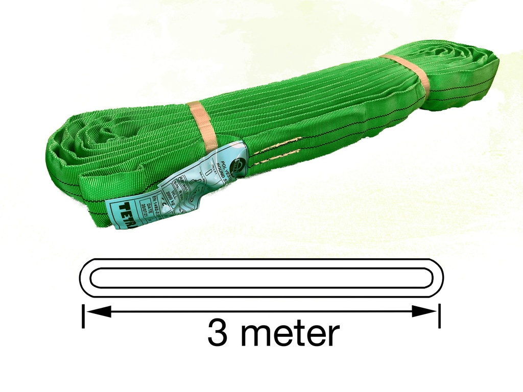 TETRA RS-2T3M, Polyester rondstrop, Werklast 2 ton, Lengte 3 m, Veiligheidsfactor 7:1, EN1492-2 