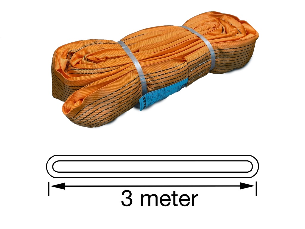 TETRA RS-10T3M, Polyester rondstrop, Werklast 10 ton, Lengte 3 m, Veiligheidsfactor 7:1, EN1492-2