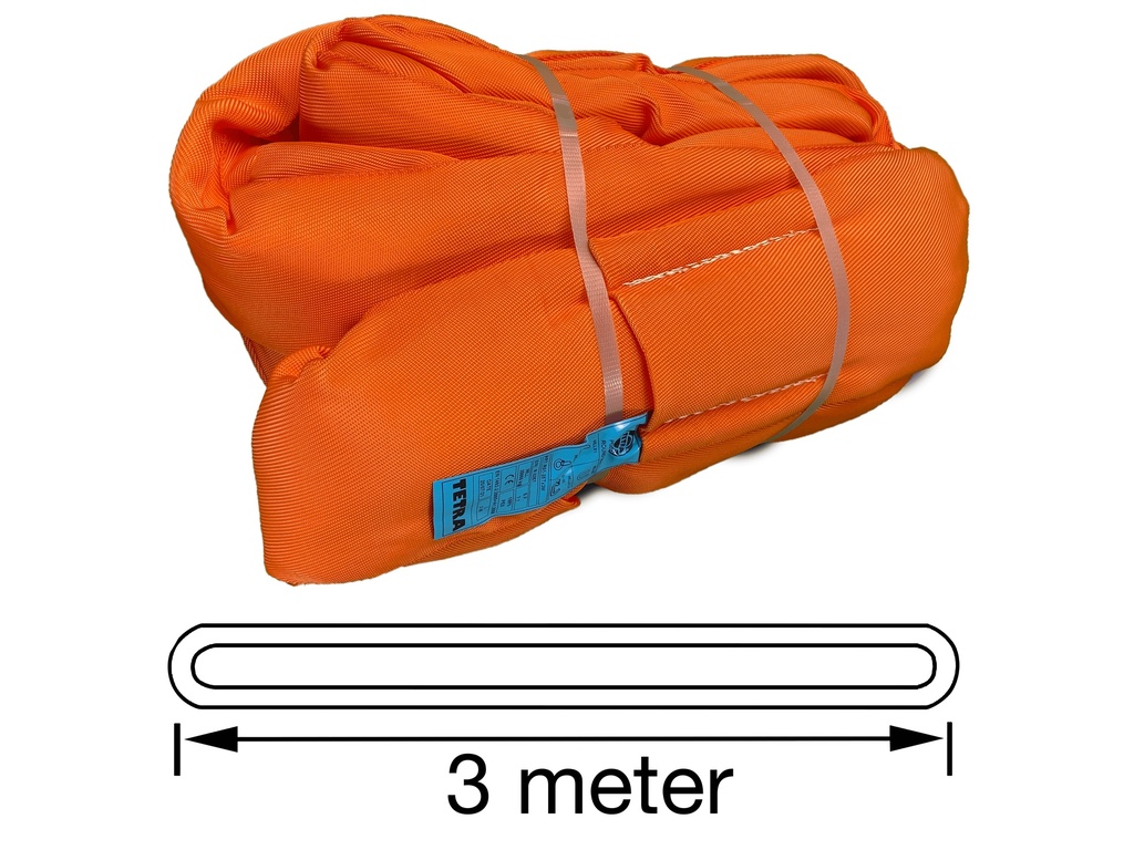 TETRA RS-25T3M, Polyester rondstrop, Werklast 25 ton, Lengte 3 m, Veiligheidsfactor 7:1, EN1492-2 