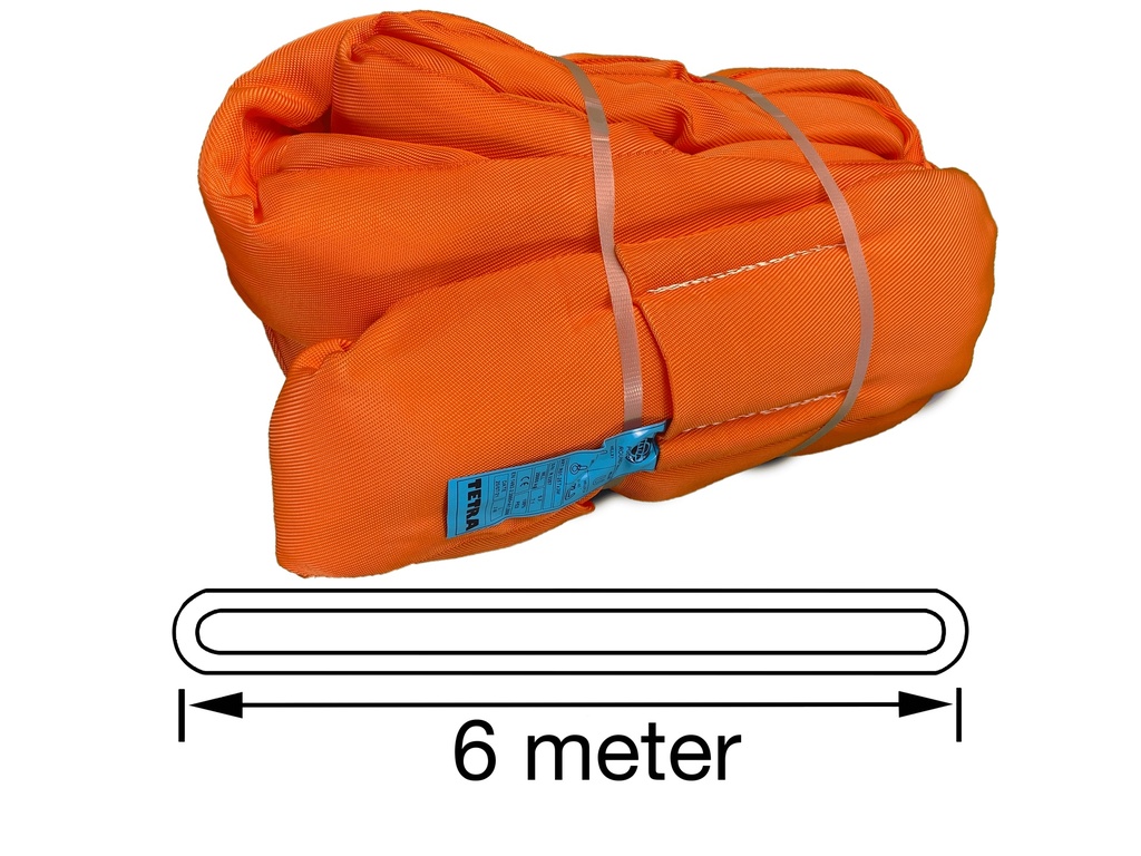 TETRA RS-50T6M, Polyester rondstrop, Werklast 50 ton, Lengte 6 m, Veiligheidsfactor 7:1, EN1492-2 