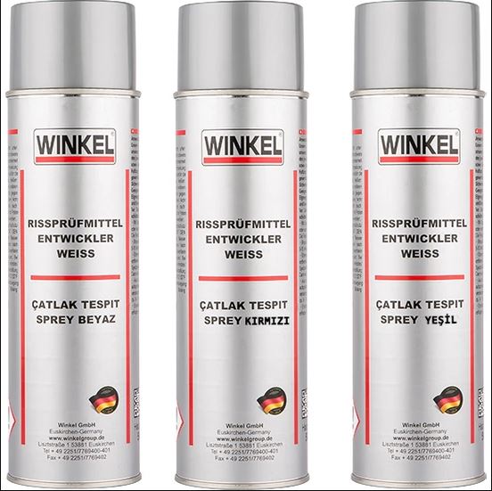 Winkel Crack Detection Spray Set ( Developer + Penetrant + Cleaner ), 3 x 500 ml, IMPA 450844, UN 1950