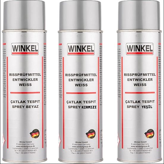 Winkel Scheurdetectie Set ( Developer + Penetrant + Cleaner ), 3 x 500 ml, IMPA 617026, UN 1950