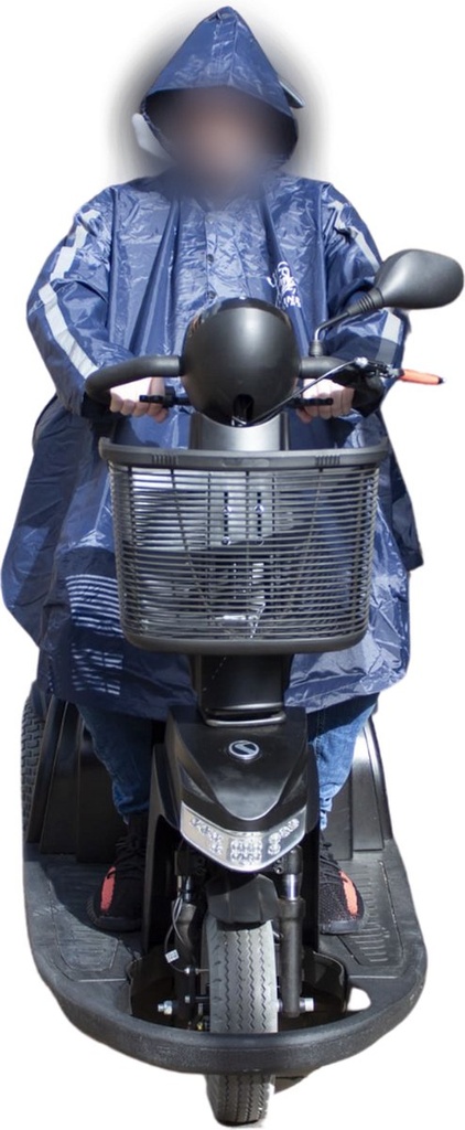 C-Line Poncho for scootmobile, Dark Blue with reflective stripes, Polyerster/PVC