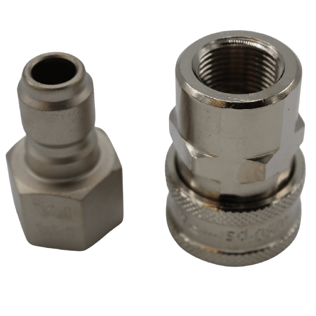 Quick coupler set for TETRA HP cleaner, 250 Bar high pressure coupler set (Type ARS250/AR2), Plug + socket 3/8" BSP (Female)