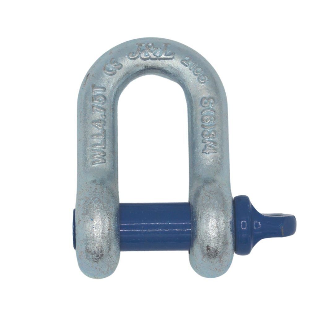 TETRA TSS-047, D-Sluiting met borstbout, Straight shackle, WLL 4.75T, SF 6:1, D-Type (G-210, S-210), Blauwe pin, IMPA 234107