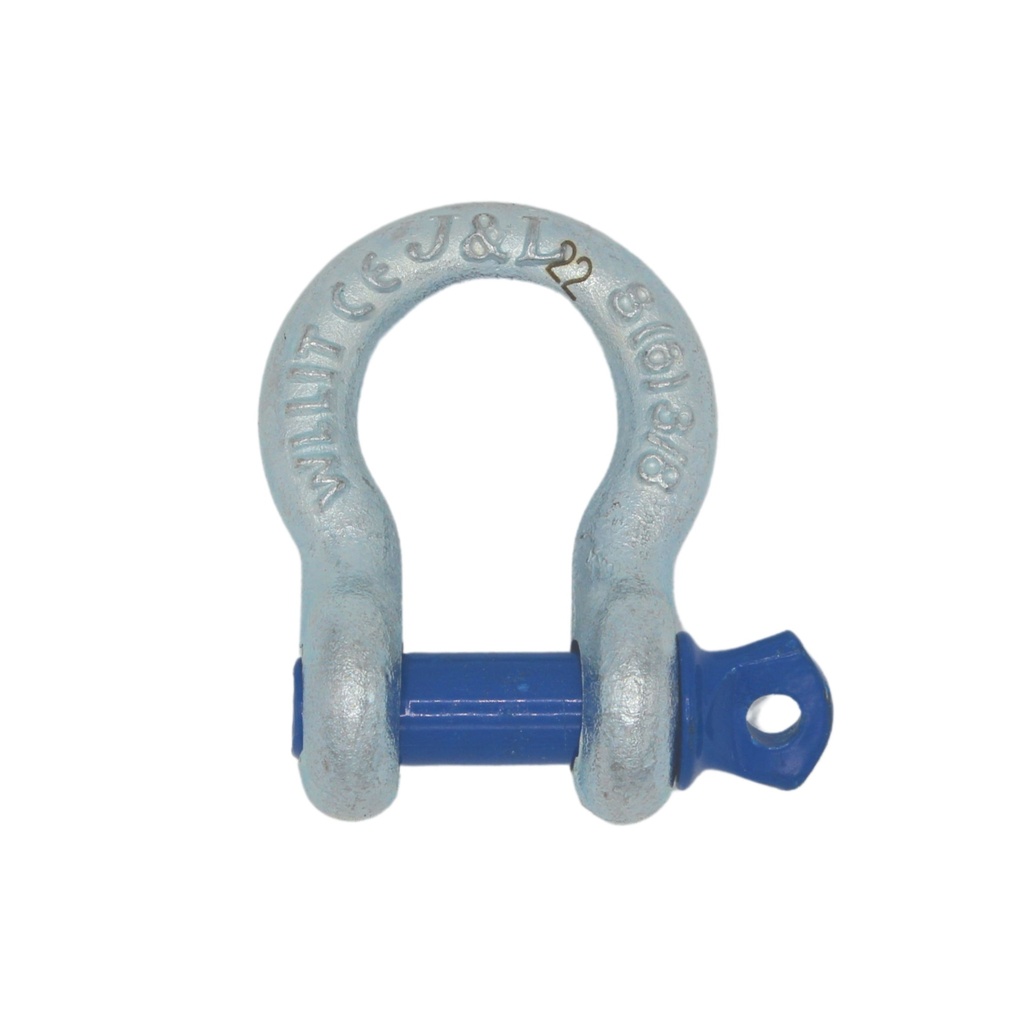 TETRA TBS-010, Harpsluiting met borstbout, Bow shackle, WLL 1T, SF 6:1 (G-209, S-209), Blauwe pin, IMPA 234164