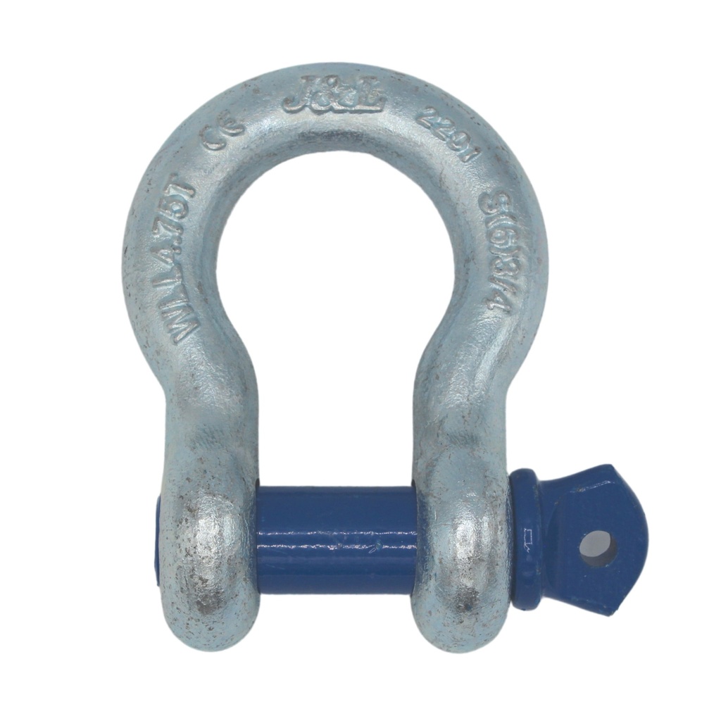 TETRA TBS-047, Harpsluiting met borstbout, Bow shackle, WLL 4.75T, SF 6:1 (G-209, S-209), Blauwe pin, IMPA 234168