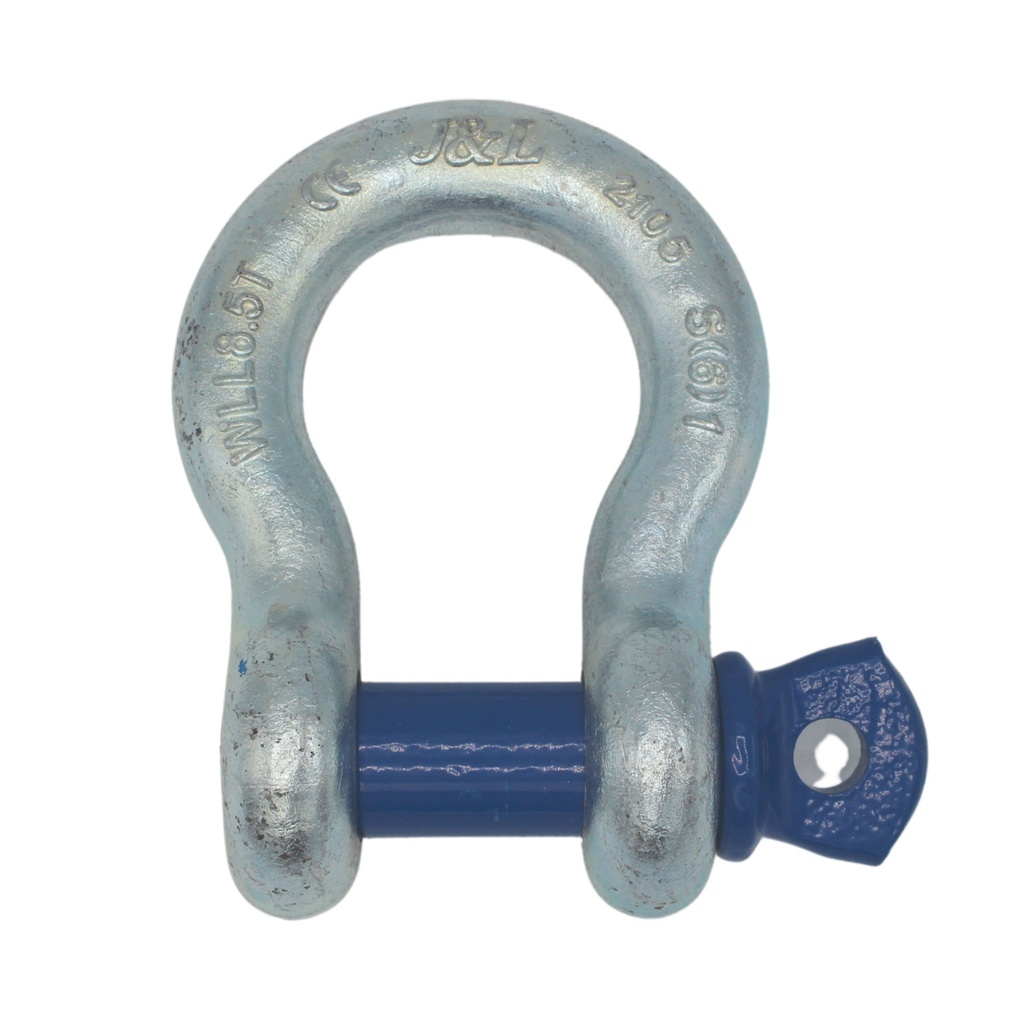TETRA TBS-085, Harpsluiting met borstbout, Bow shackle, WLL 8.5T, SF 6:1 (G-209, S-209), Blauwe pin, IMPA 234170