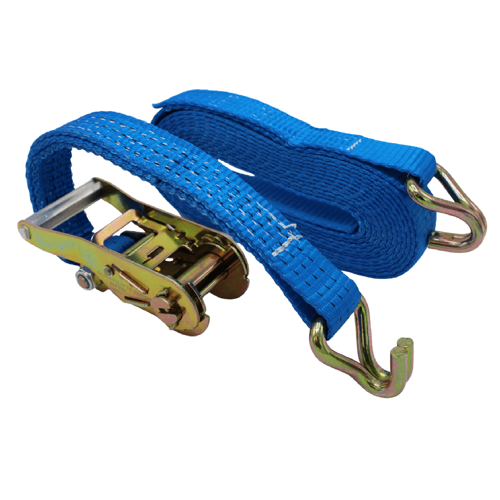 TETRA TCS-010-9, Spanband met ratel, twee-delig met J-haken, breedte 25mm, Maximale belasting 1T, Lengte 9 m, EN12195-2