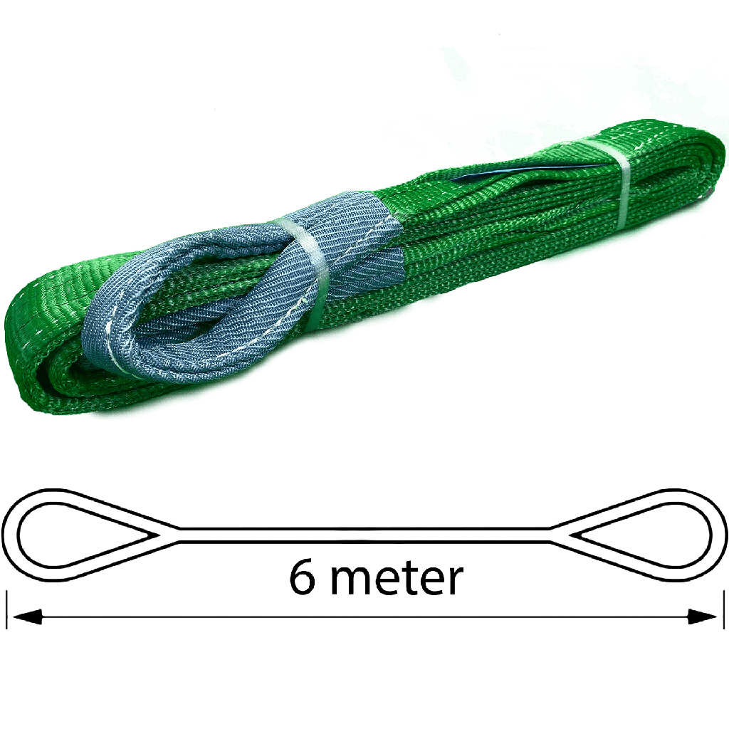 TETRA WSB-2T6M, Polyester hijsband, Werklast 2 ton, Lengte 6 m, Veiligheidsfactor 7:1, EN1492-1, IMPA 232147