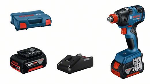 Bosch GDX 18V-200 C&G L-B Accu slagmoersleutel, 1/2" sqdr, 18 V, 200 Nm, met oplader en 2 x 4,0 Ah Li-Ion accu's, in kunststof box, M6 - M14, 06019J2206, IMPA 590926