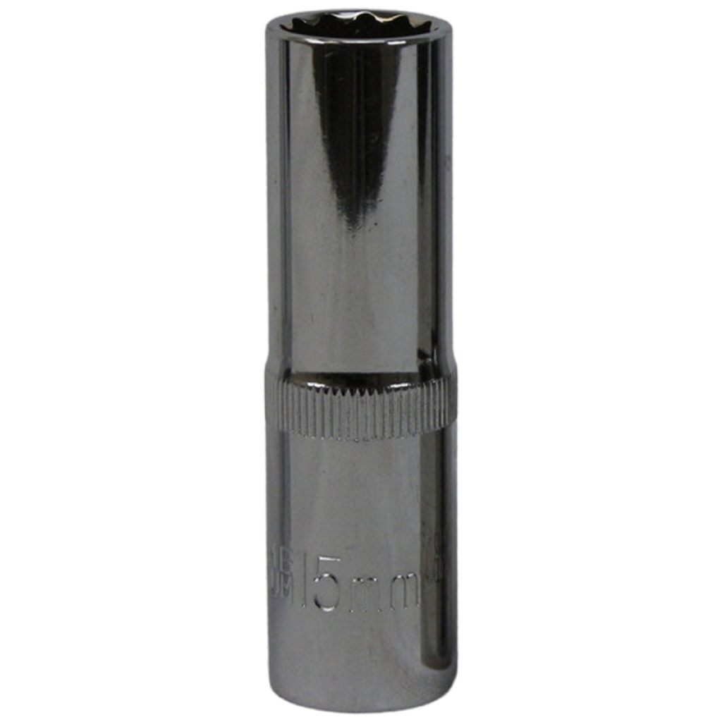 TETRA 12-point deep socket 15 mm for impact wrench 1/2" (12,7 mm), Length 78mm