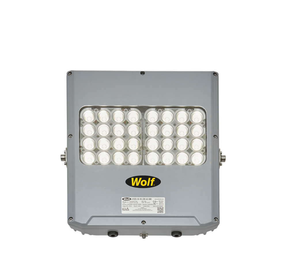 Wolf LFX2S-24-60-230-36, ATEX Zone 1 Floodlight, 90 W, 12996 Lm, 180-277V, 50/60Hz, -50/+60 C, Straalhoek 36 gr