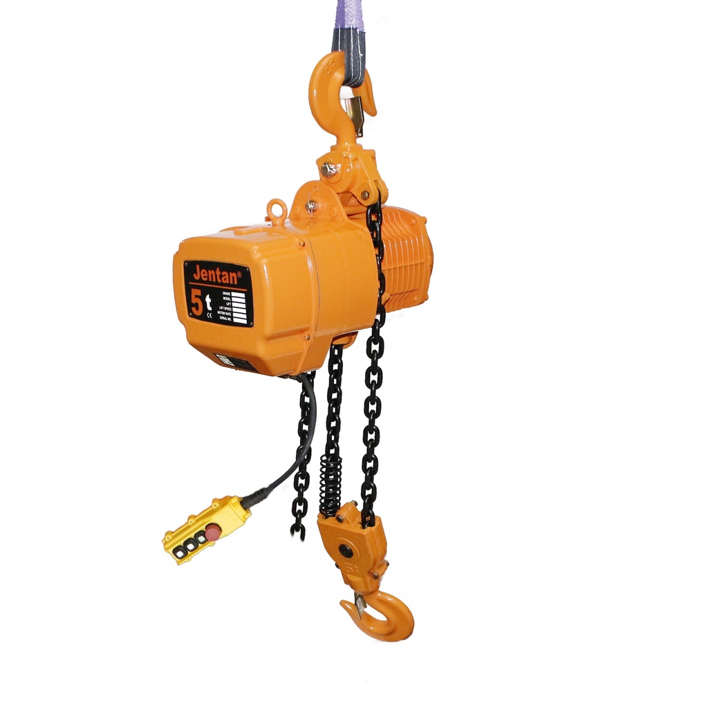 JTEC-A 5TS-9M, Electric Chain Hoist, 415V/3ph/60Hz, Dual chain, Single speed, No trolley, 9 m chain incl, Lifting cap 5 ton