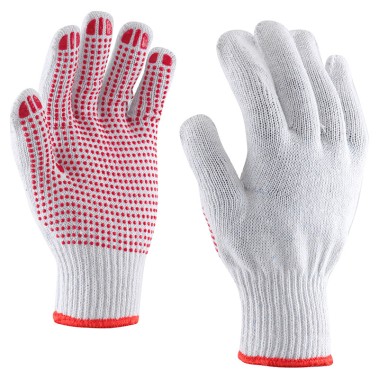 Working Glove Kudu, Cotton with non slip PVC dots, Cat 2, one-size, IMPA 190103