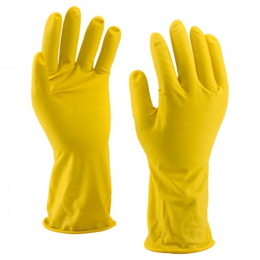 Huishoud Handschoen TANG-40, Latex schoonmaak handschoen, Geel, Cat 2, maat L, IMPA 174045