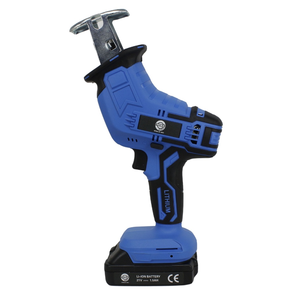 TETRA RT-SS21, Accu Reciprozaag, Pistool model, 21V, Incl 1,5Ah Li-ion Batterij en 110-240V Lader, in kunststof koffer, IMPA 590918, UN 3481
