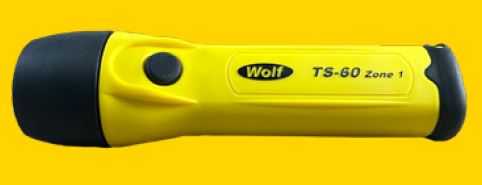 Wolf TS-60, ATEX LED zaklamp, gecertificeerd voor zone 1 & 2, recht model, T3/T4