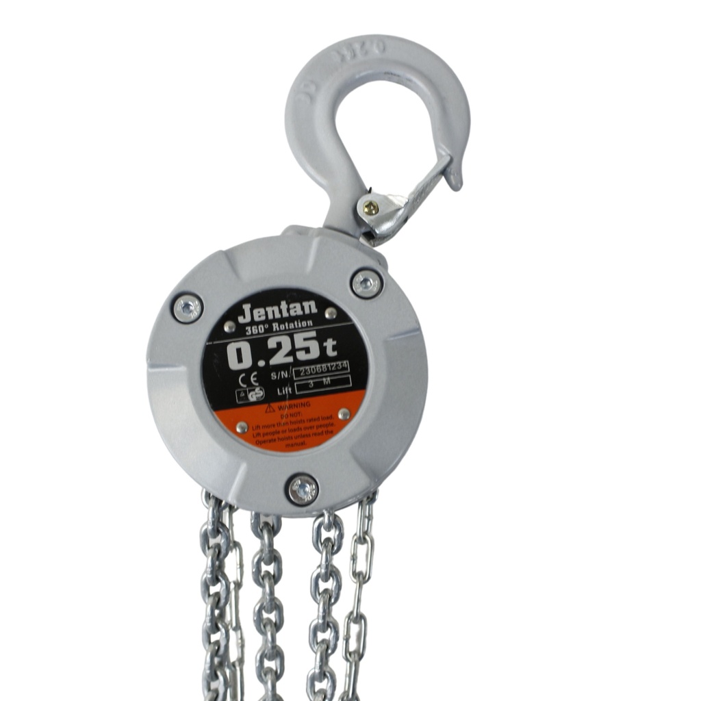 JTVX-0025, Mini Aluminium Chain Hoist, 360 design, lightweight, Cap 250 kg, Lift 3 m