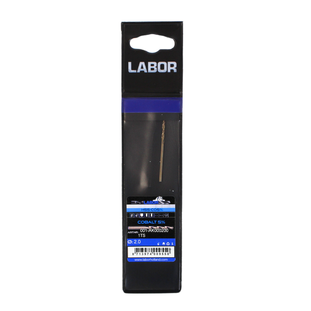 Labor Twist Drill HSS-Cobalt 5% Straight shank DIN338. 2.0MM, IMPA 630208