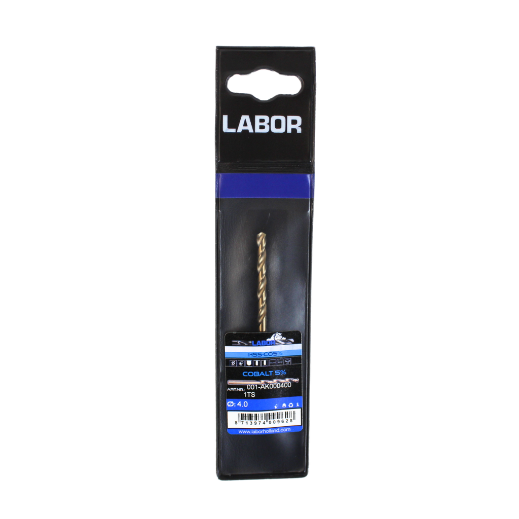 Labor Twist Drill HSS-Cobalt 5% Straight shank DIN338. 4.0MM, IMPA 630212