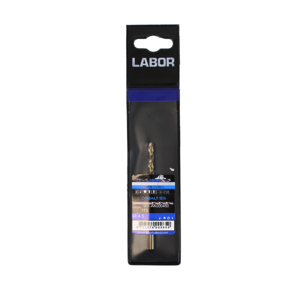 Labor Twist Drill HSS-Cobalt 5% Straight shank DIN338. 4.5MM, IMPA 630213