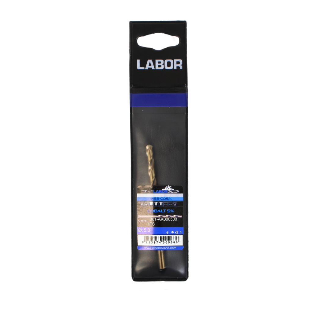 Labor Twist Drill HSS-Cobalt 5% Straight shank DIN338. 5.0MM, IMPA 630214
