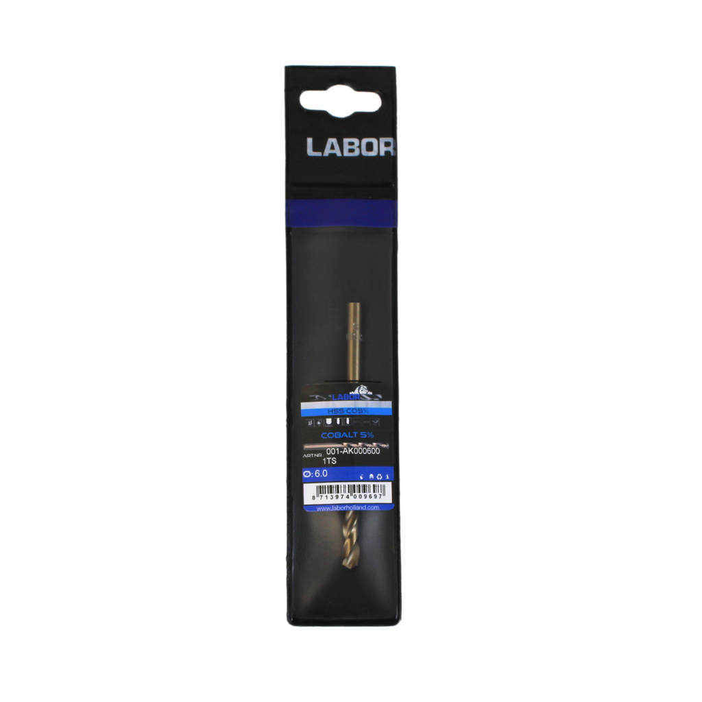 Labor Twist Drill HSS-Cobalt 5% Straight shank DIN338. 6.0MM, IMPA 630216