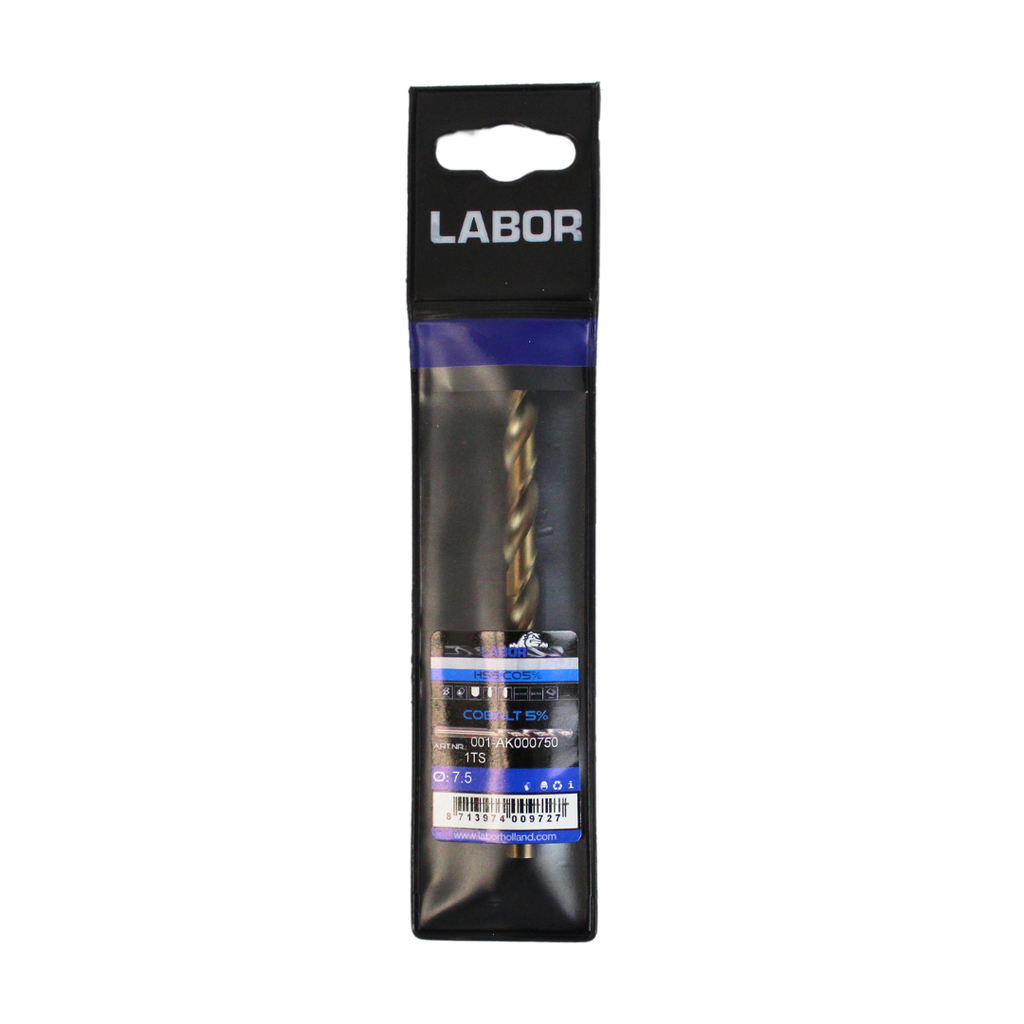 Labor Twist Drill HSS-Cobalt 5% Straight shank DIN338. 7.5MM, IMPA 630219