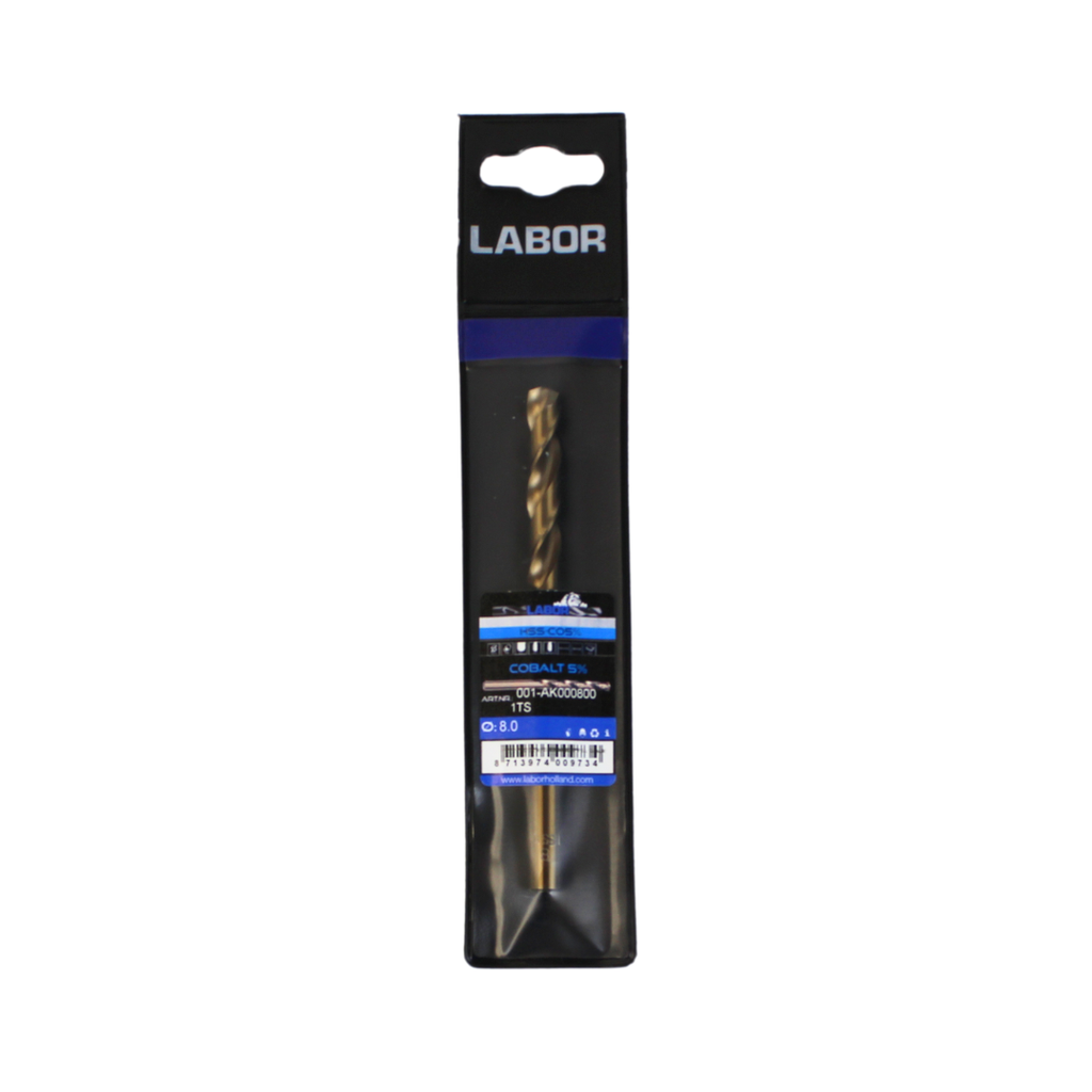 Labor Twist Drill HSS-Cobalt 5% Straight shank DIN338. 8.0MM, IMPA 630220