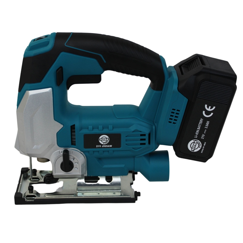 TETRA RT-JS21, Rechargeable Jig Saw, 21V, Incl 3,0Ah Li-ion Battery and 110-240V Charger, in plastic case, IMPA 591172