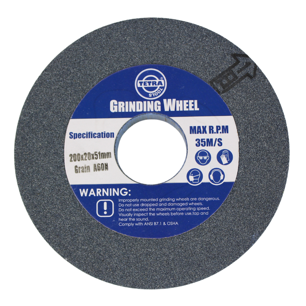 Tetra Abrasive wheel 200 x 20 mm, grit 60, hole 51 mm, IMPA 614820