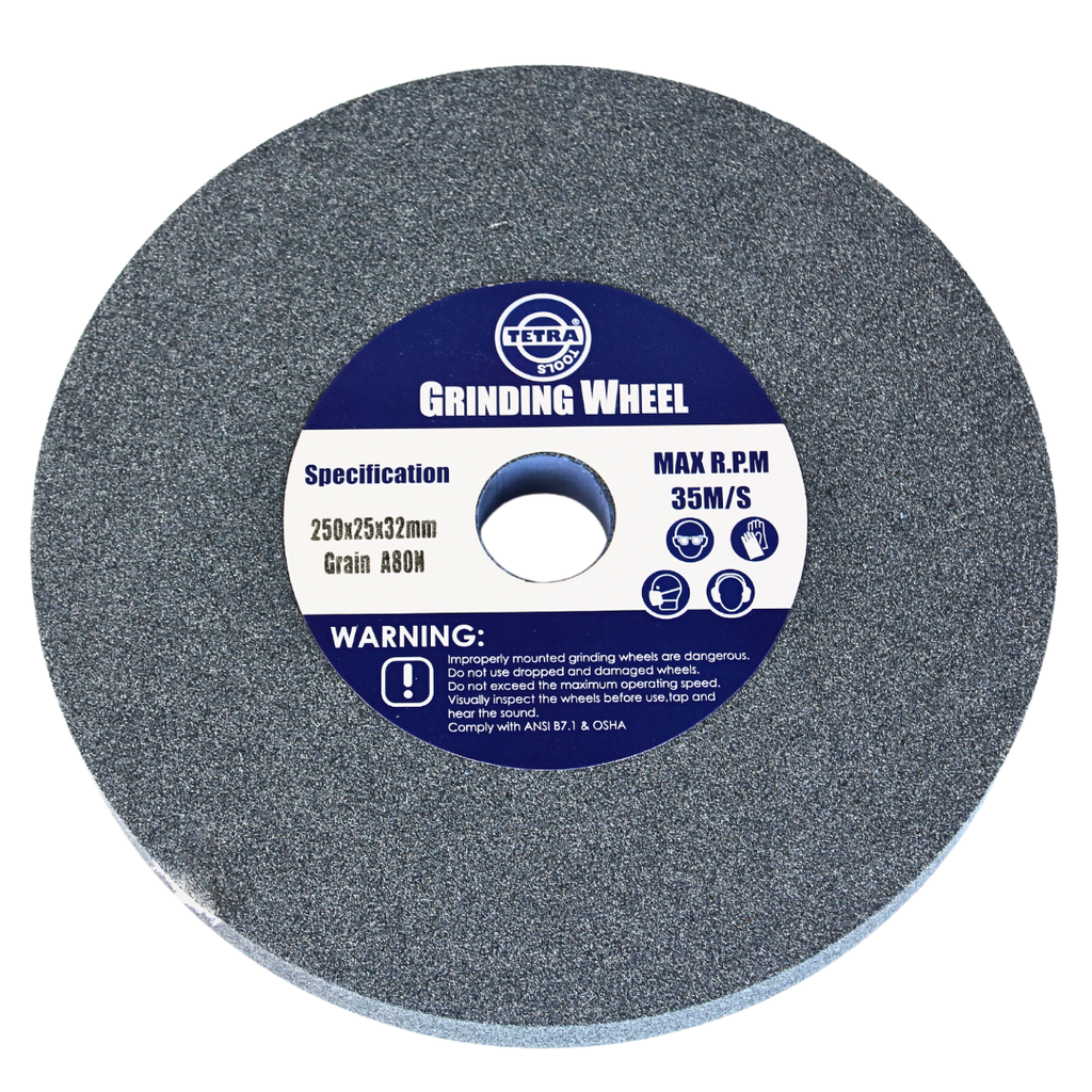Tetra Abrasive wheel 250 x 25 mm, grit 80, hole 32 mm, Incl reducing bush 16-19-22-25-32mm. IMPA 614820